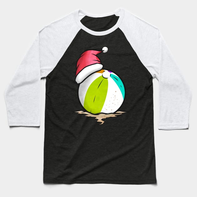 Beach Ball With Santa Hat Celebrating Christmas In July Baseball T-Shirt by SinBle